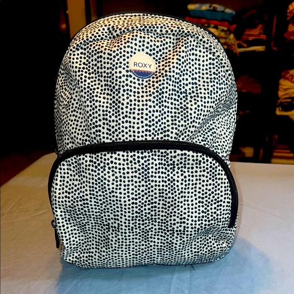 NWOT Roxy Black and White Polka Dot Backpack - Picture 1 of 6
